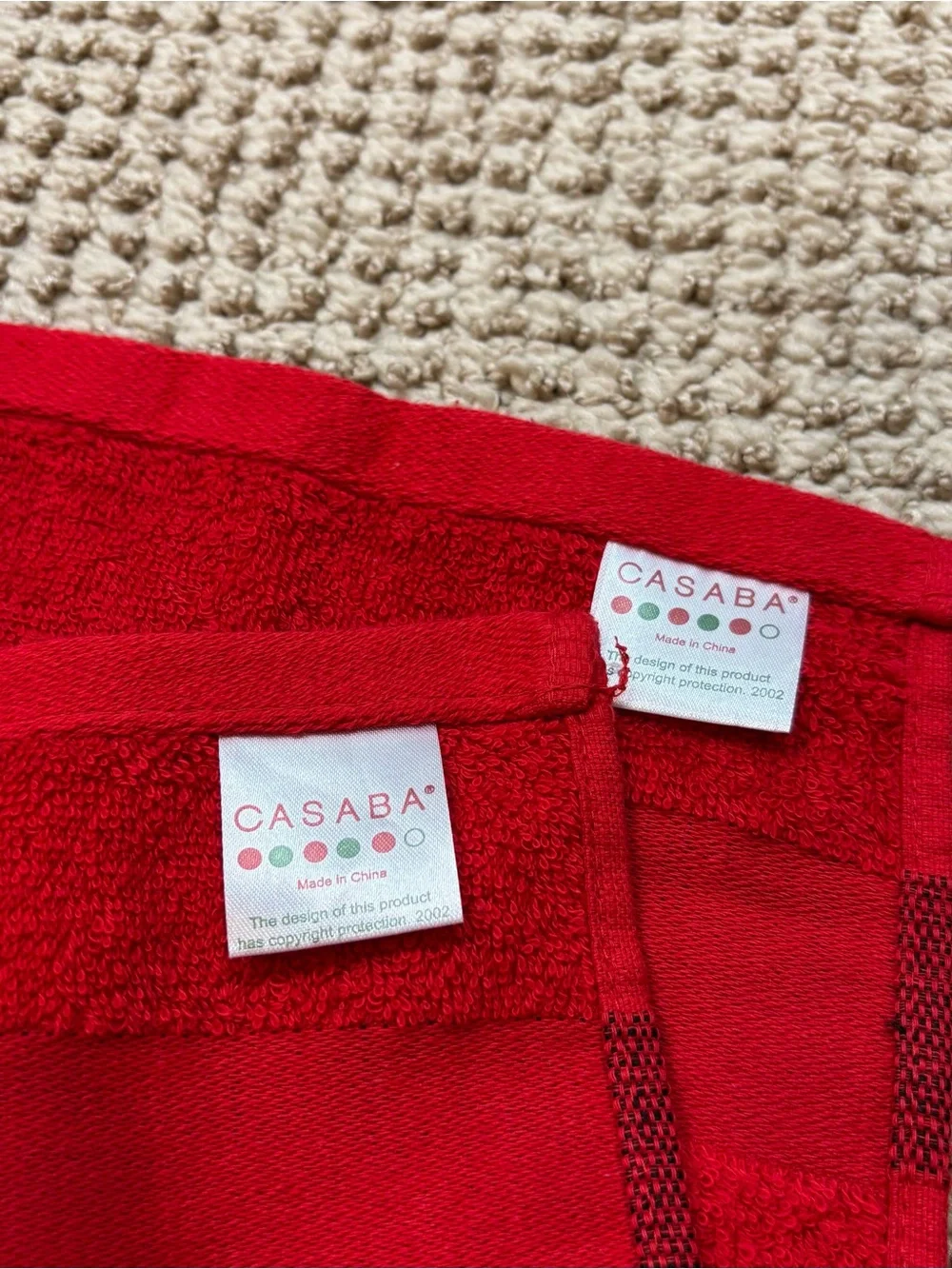 Lot of Two Casaba Brand Red Santa Themed Tea Towels